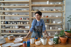 woman artist in ceramics workshop