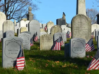 headstones at cemetery
