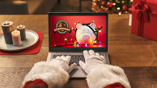 santa at a laptop typing