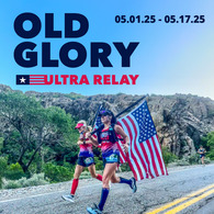 Old Glory Ultra relay. Two women running with American Flag.