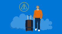 Illustration of a man with a piece of luggage.