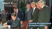 President Reagan signs the Department of Veterans Affairs Act.