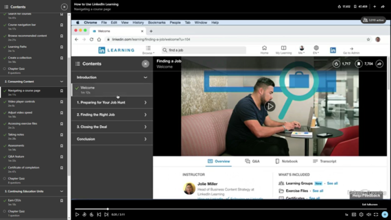 Navigating a Course Page in LinkedIn Learning