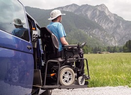 Disabled Veteran getting out of his specially adapted vehicle