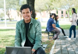 College student studying on campus