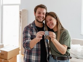 Veteran couple in their newly purchased house