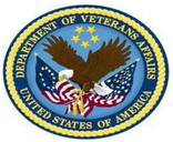 Department of Veteran Affairs emblem with an eagle and two U.S. flags