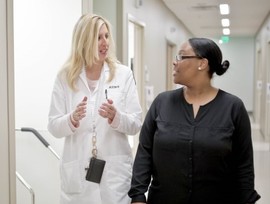 Woman talking to a health care provider
