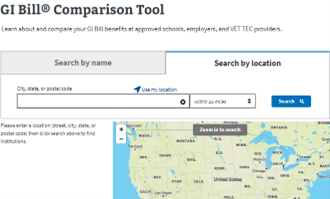 GI Bill Comparison Tool Screenshot