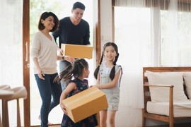 Family moving into a new house