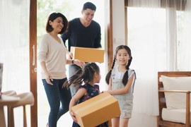 Family moving into a new house