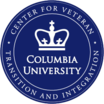 Columbia University Center for Veteran Transition and Integration blue, round logo with a crown in the center