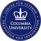 Columbia University Center for Veteran Transition and Integration blue, round logo with a crown in the center