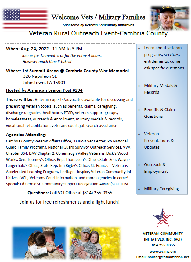 Rural Veteran Outreach Event - Cambria County August Event
