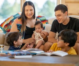 Native American family at home