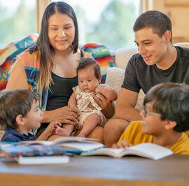 Native American family happy at home