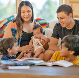 Native American family happy at home