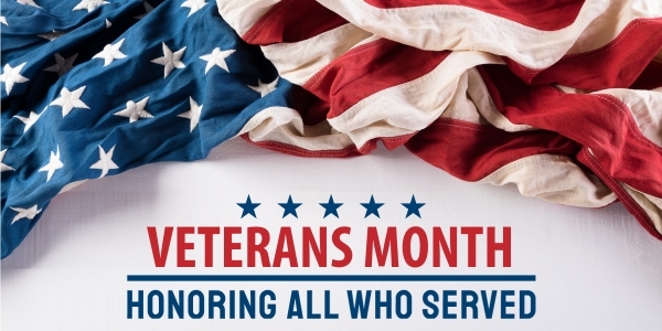 Veterans Month - flag and text
