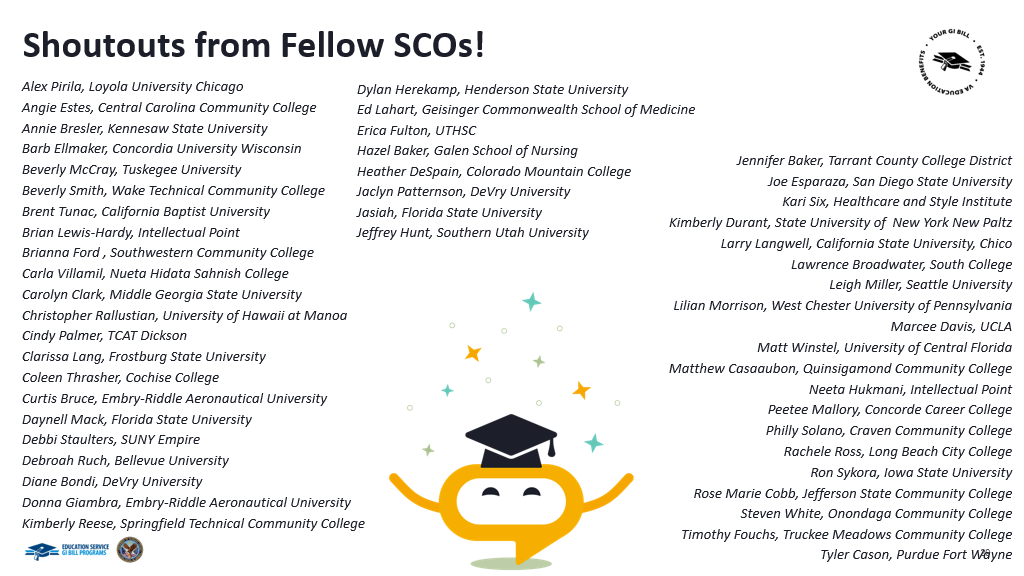 Shout outs from fellow SCOs image