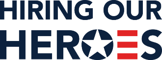 Hiring Our Heroes blue and red logo with a white background