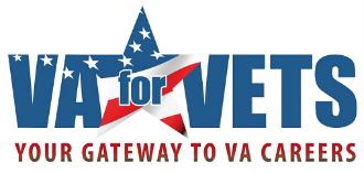 Red, white and blue VA for VETS logo
