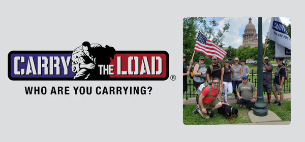 Carry the Load logo alongside members starting the route of this year's walk. 