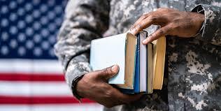 Military person with book
