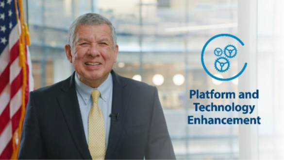 Picture of Director Garcia next to the text “Platform and Technology Enhancement”