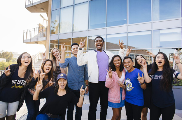 Group of student outside a building