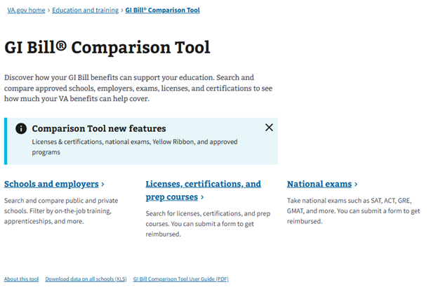 GI Bill Comparison Tool