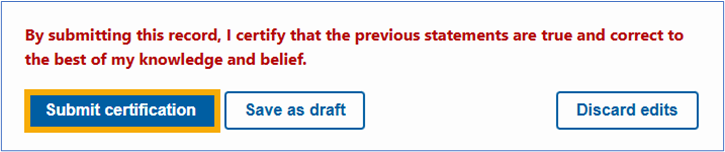 Submit Certification Button