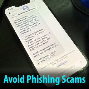 Phone with phishing text scam