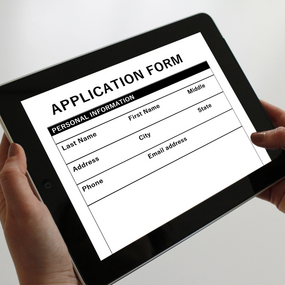 job application on a tablet