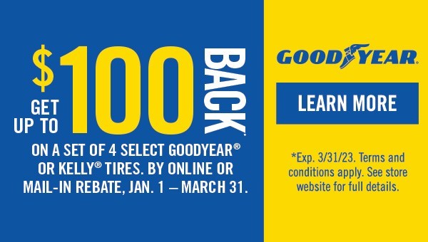 $100 back on Goodyear tires