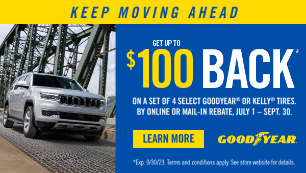 100 dollars back on Goodyear tire rebate