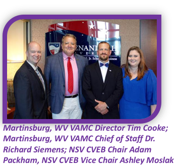 Martinsburg, WV VAMC Director Tim Cooke and Chief of Staff Dr. Richard Siemens; NSV CVEB Chair Adam Packham and Vice Chair Ashley Moslak