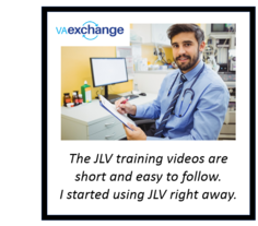 Image of a smiling doctor sitting in front of a computer