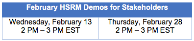 HSRM Demo Schedule