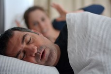 Woman irritated from spouse snoring
