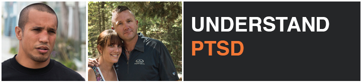 Understand PTSD banner with photographs of Veterans