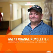 Agent Orange Newsletter promo image. Man in hallway.