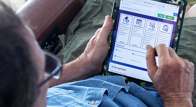 A veteran on iPad using My HealtheVet