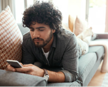 Man looking at cell phone