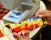 Veteran holding a finished mask