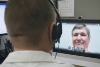 A Veteran using VA Video Connect