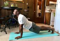 A Veteran working out at home