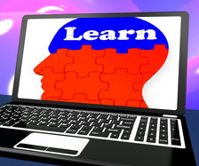 Learn on the brain image on laptop