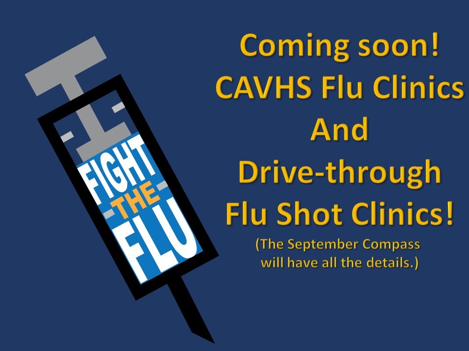 Flu shot clinics and drive-through flu shot graphic