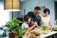 A Veteran making a healthy meal for the family