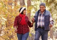 A Veteran and their partner on a hike